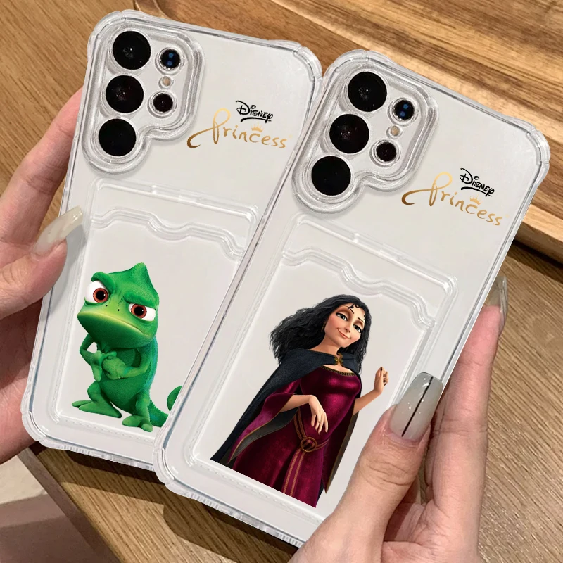 Disney Rapunzel Tangled For Samsung S24 S23 S22 S21 S20 Ultra FE Plus A55 A53 5G Photo Card Bag Transparent TPU Phone Case