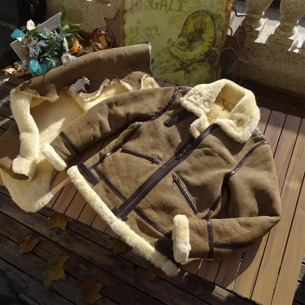 

Tailor Brando Турецкая куртка-бомбер из овчины и растительного дубления из конской кожи, классическая куртка-бомбер B3 из натурального меха