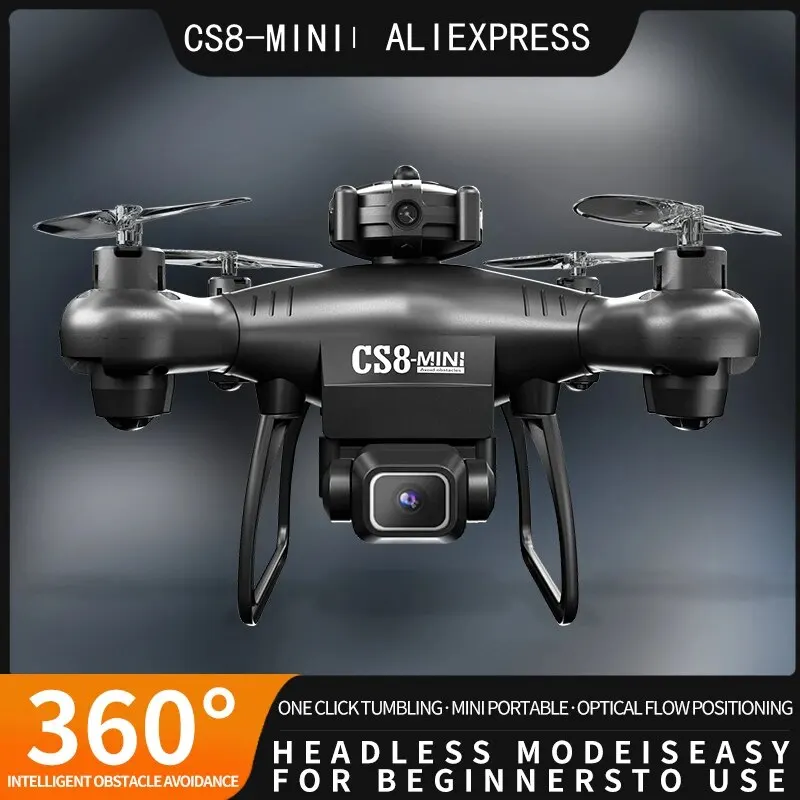 Mini importateur CS8 4K 6K avec double caméra HD, évitement d'obstacles, 360 RC, grand angle réglable ESC RC, jouet quadrirotor