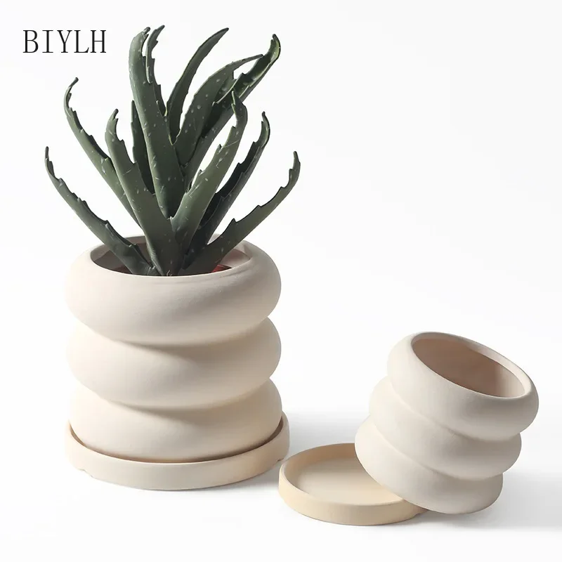 Nordic Style Vase Roast Ceramics Flower Bottle Breathable Green Plant Flower Pot Modern Minimalist Home Decoration Ornaments