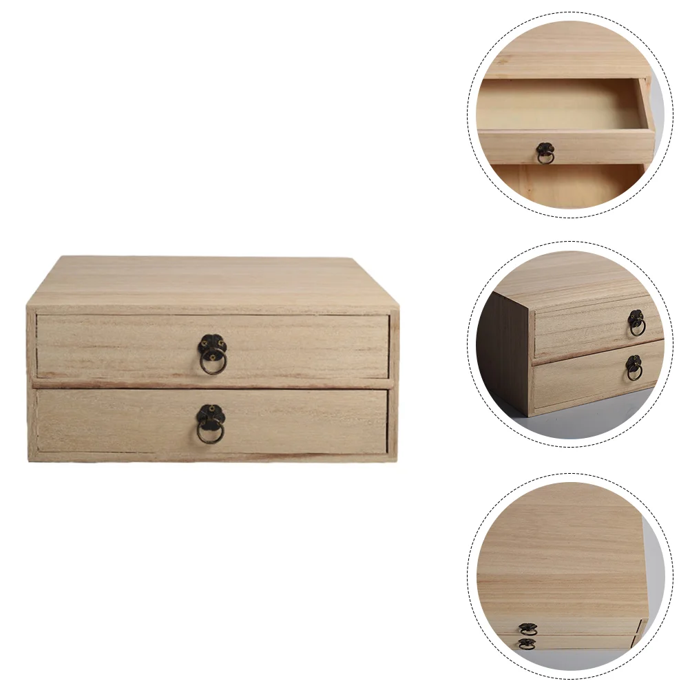 Drawer Box Storage Units Small Container Multi-layer Desktop Wooden Sundries Organizer White Tea