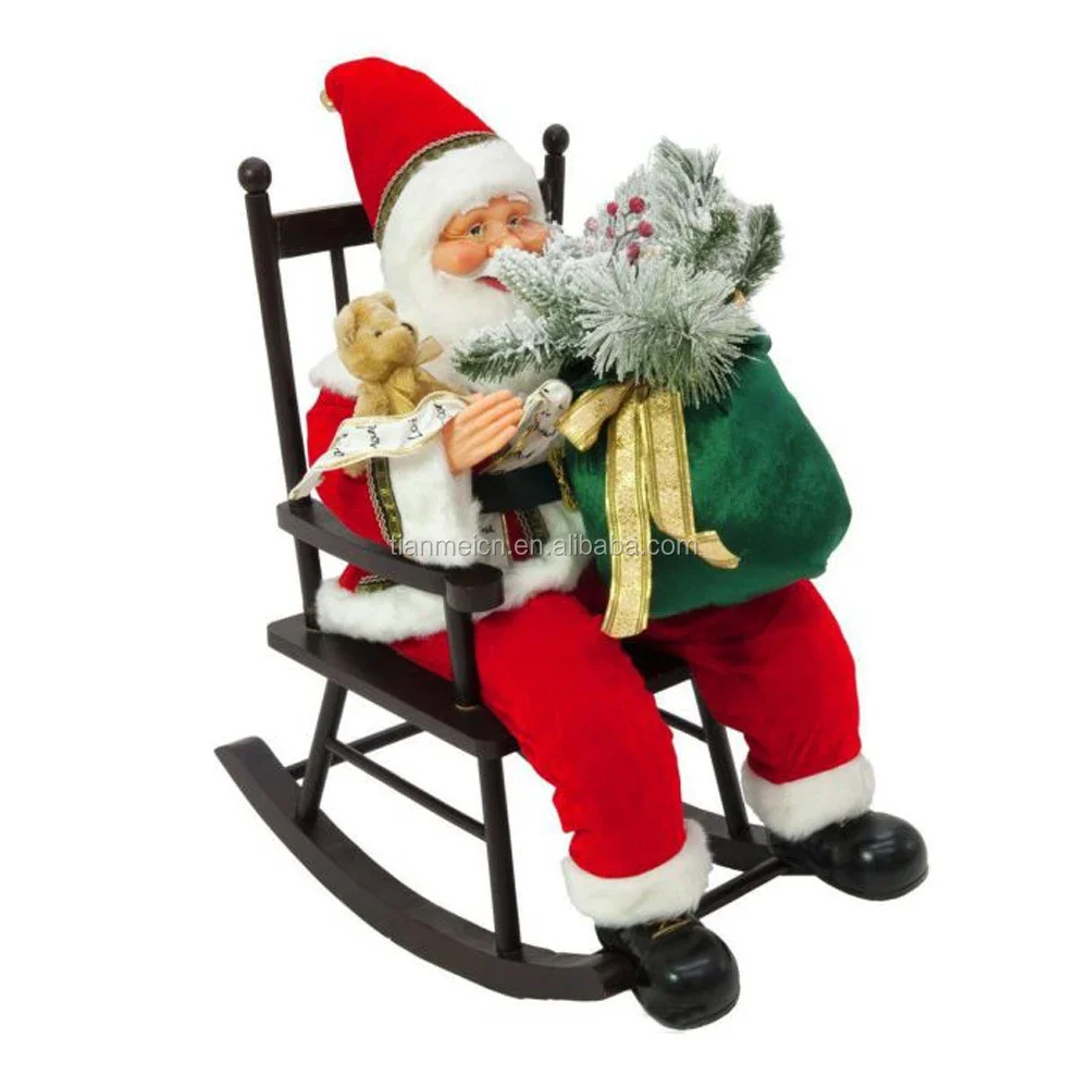 

80 cm Chair santa claus christmas decoration navidad bear gift bag set present for home decor holiday display vintage figure