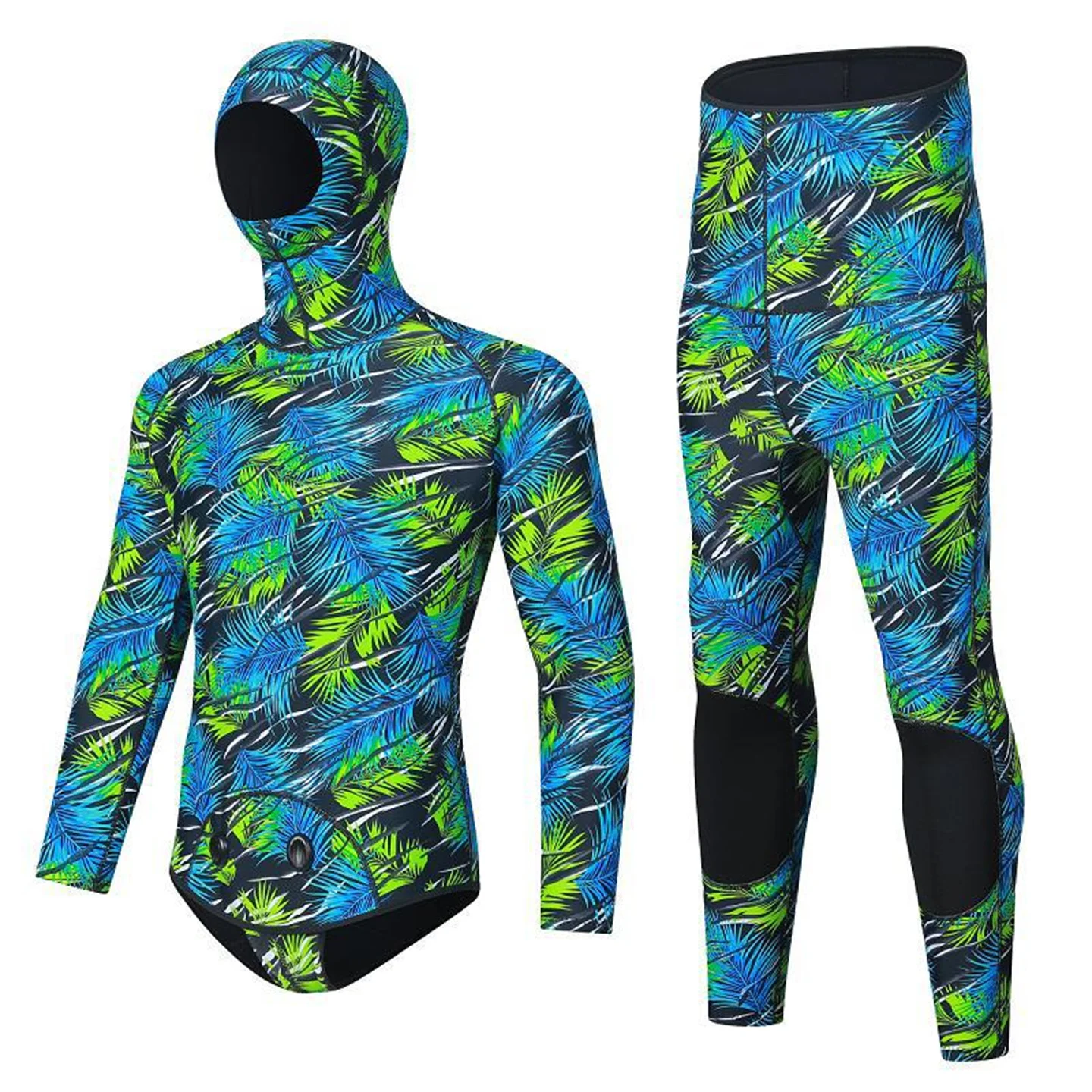 Winter 3MM Neoprene Scuba Spearfishing Hooded Wetsuit Men Two Pieces Separate Set Diving Suit Surfing Deepwater Thermal Swimsuit