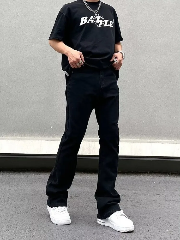 

Bla Wide Leg Jeans Casual Loose Straight Slimming Men's Floor-Length American Vibe Jeans High Street Sle ket Detail mi...