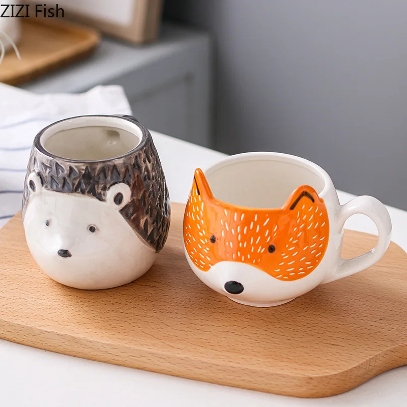 Cartoon Animal Water Cup Creative Ceramic Mug Office Tea Cup Afternoon Tea Coffee Cup Home Breakfast Drinking Set Holiday Gift