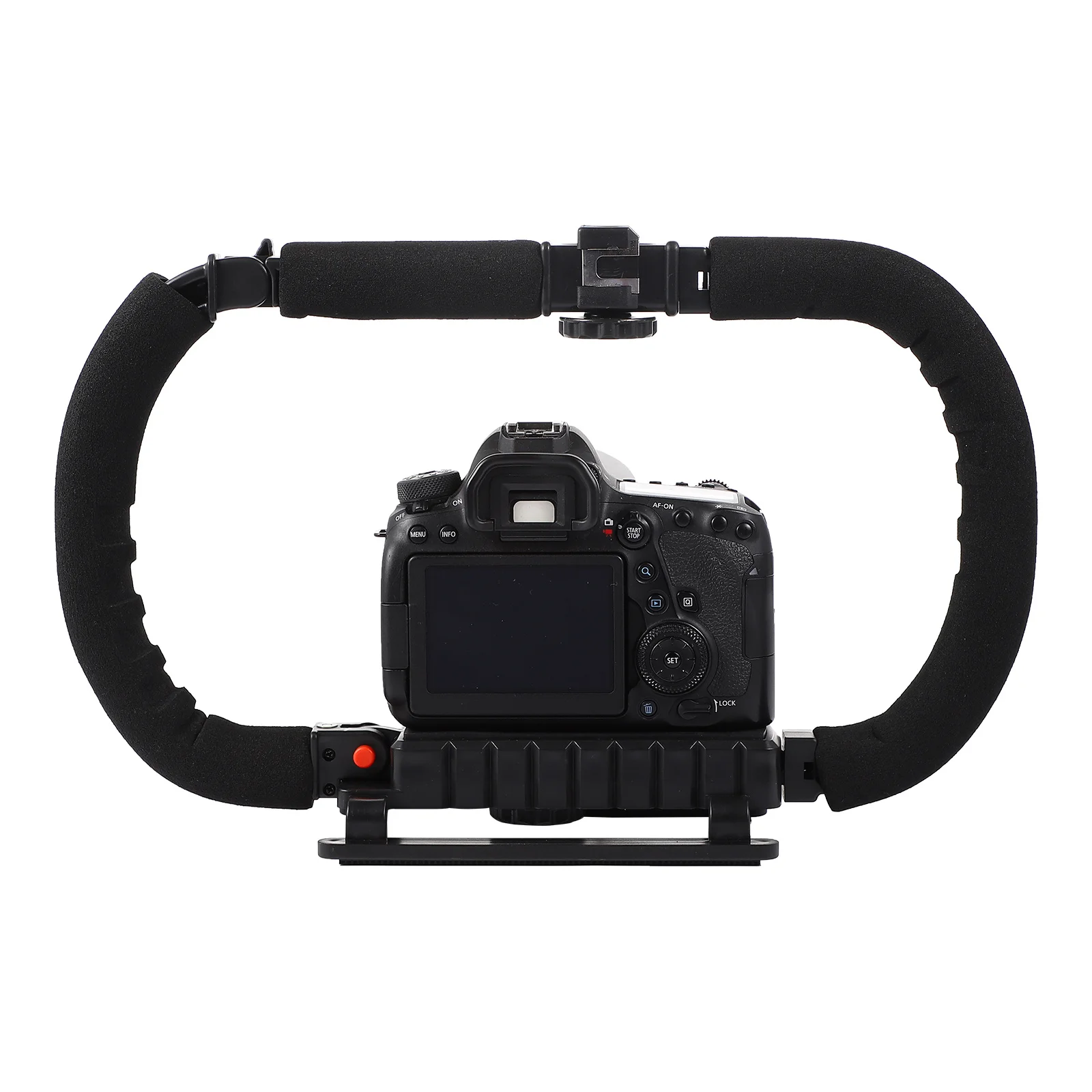 

Professional Camera Phone Video Rig with Adjustable Fixator Slot 3 Hot Shoe Ports Anti-Slip Design Stabilizer for Smartphone