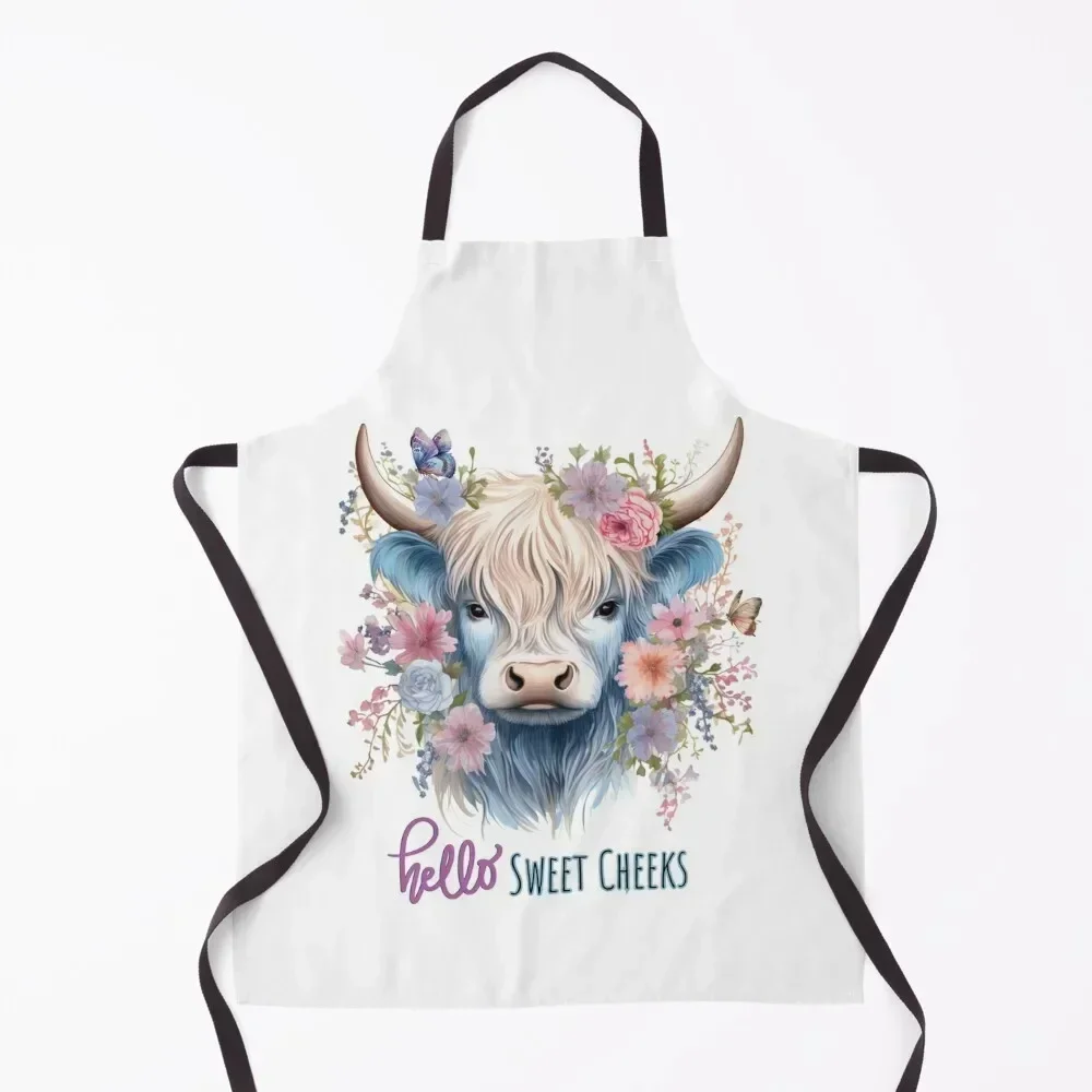 

Cute Highland Cow Watercolor Highland Cow Funny Saying Cow Lover Highland Nursery Decor Cows Apron Kitchen For Men Apron