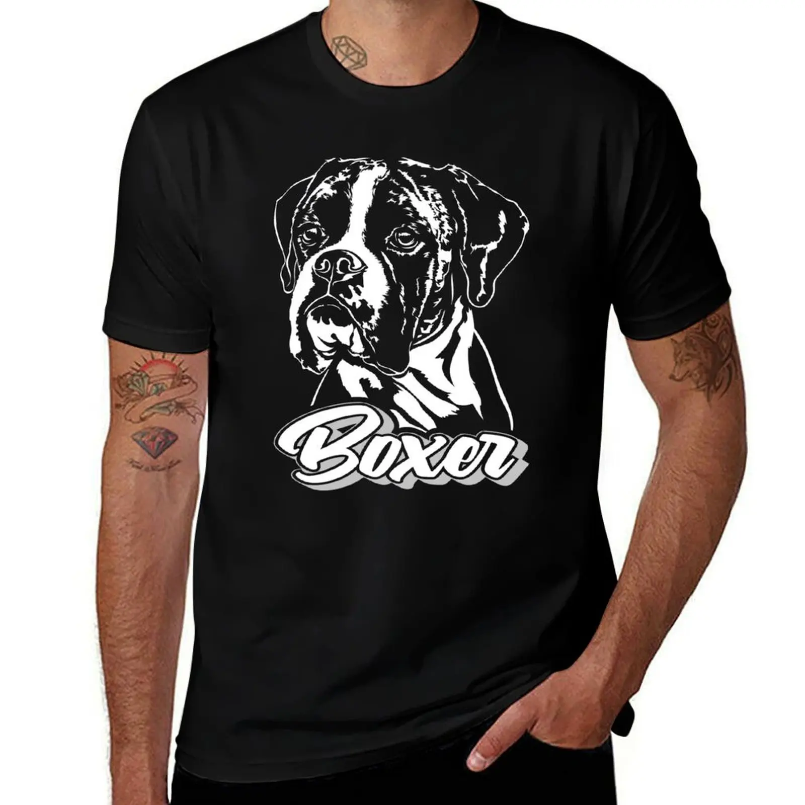 Funny boxer dog canine portrait T-Shirt anime t shirts plus size tops mens graphic t-shirts anime