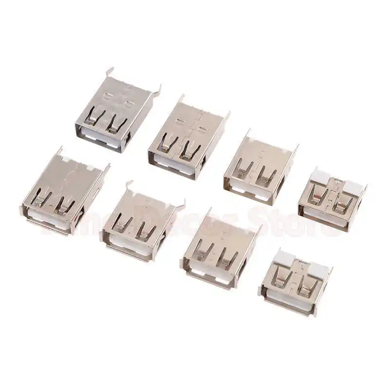 10PCS 4 Pin USB 2.0 Type-A Female Male SMD DIP Socket, 10MM Interface, USB Type A Standard Port Solder Jacks Connector.