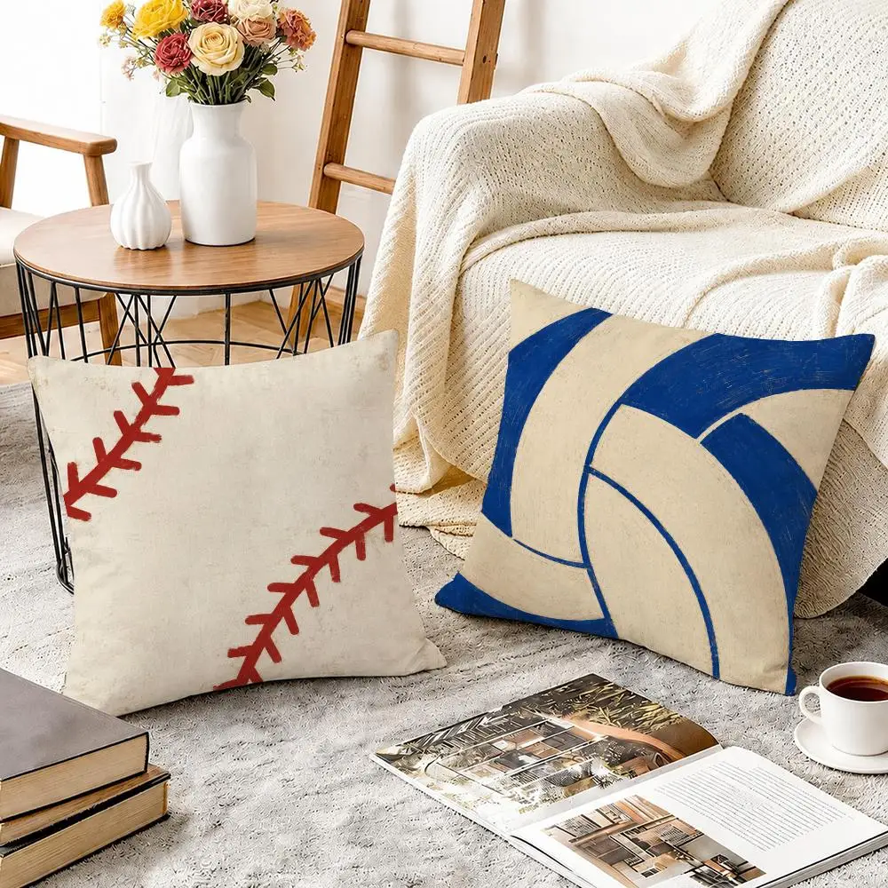 Football Basketball Baseball Cushion Cover Soft Short Plush Throw Pillow Cover Cushion Case for Sofa Bedroom Home Decor Gift