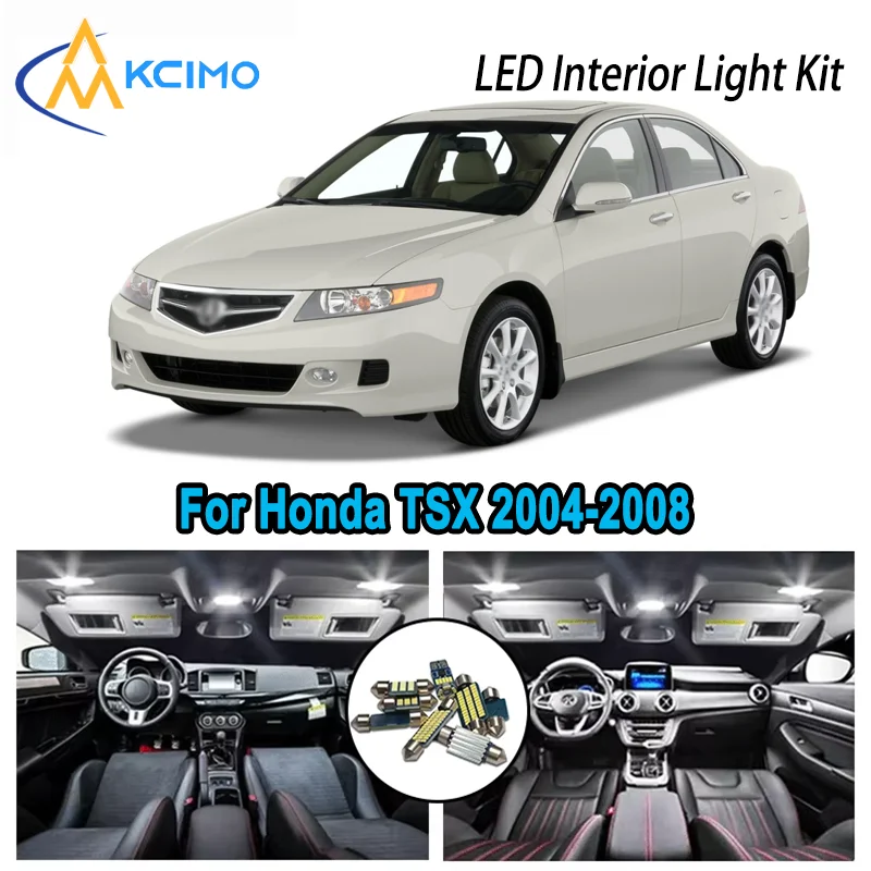 

For Honda TSX 2004-2008 2005 2006 2007 2008 Premium Bright LED Interior Dome Map Trunk Light Kit Car Led Lamps Canbus No Error