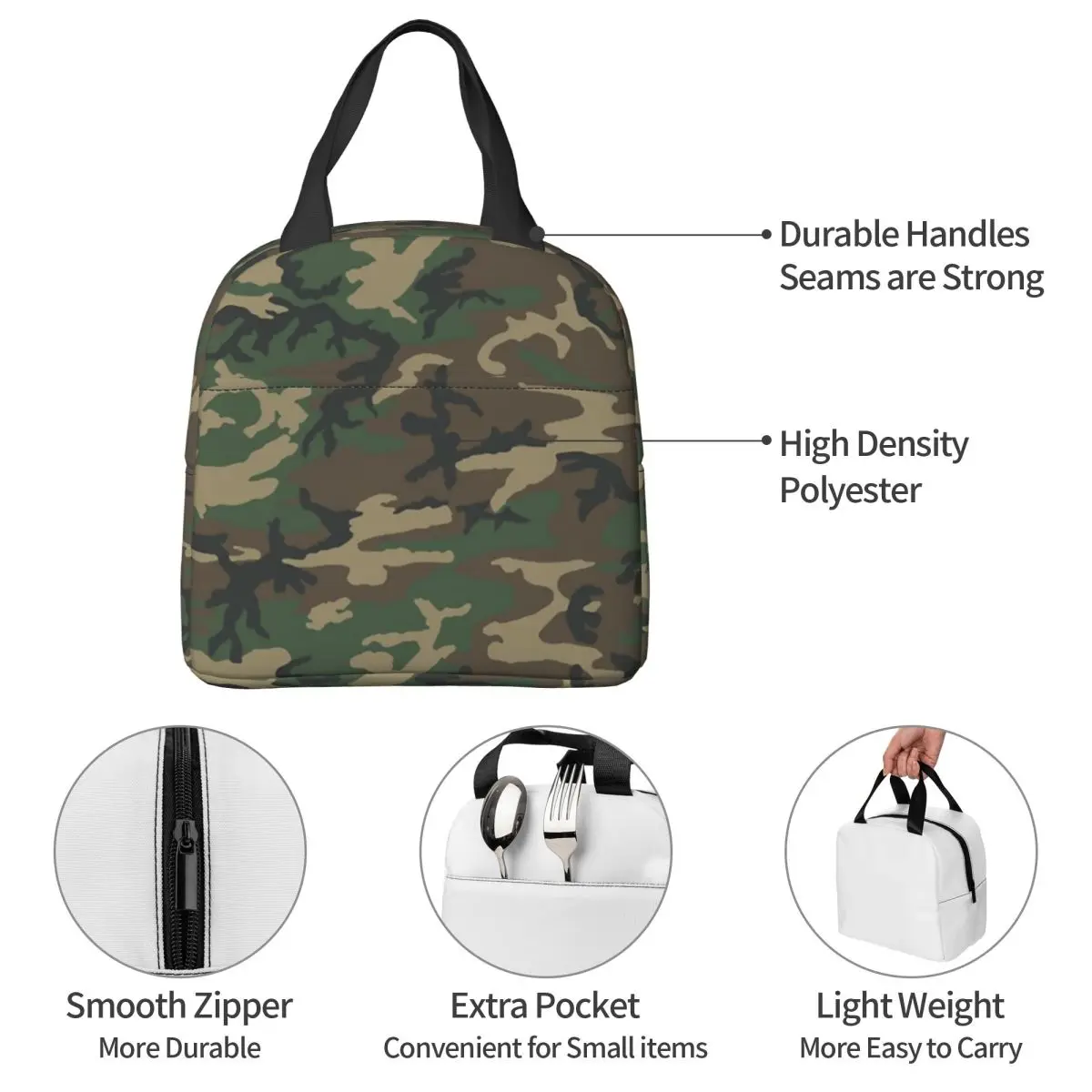 Military Camo Camouflage Insulated Lunch Bags Thermal Bag Meal Container Pilot Fighter Army Tote Lunch Box Food Bag College