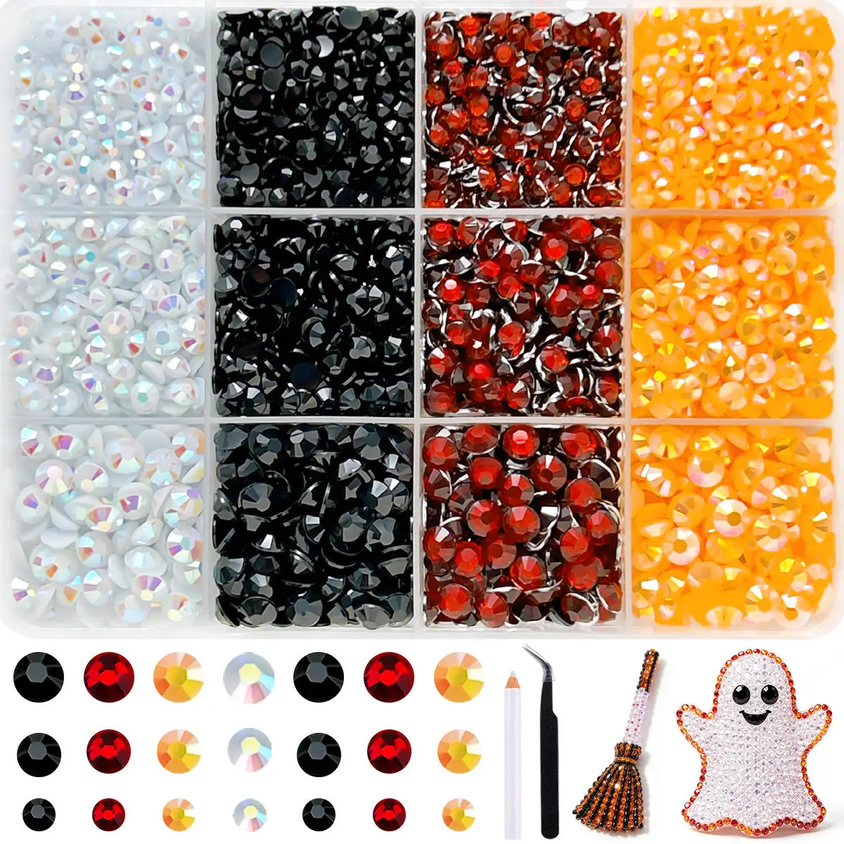 1Box Creative Bling AB Jelly Nail Rhinestones Charms Semi-circular Flatback Rhinestones Nails Diamond Art DIY Halloween Parts