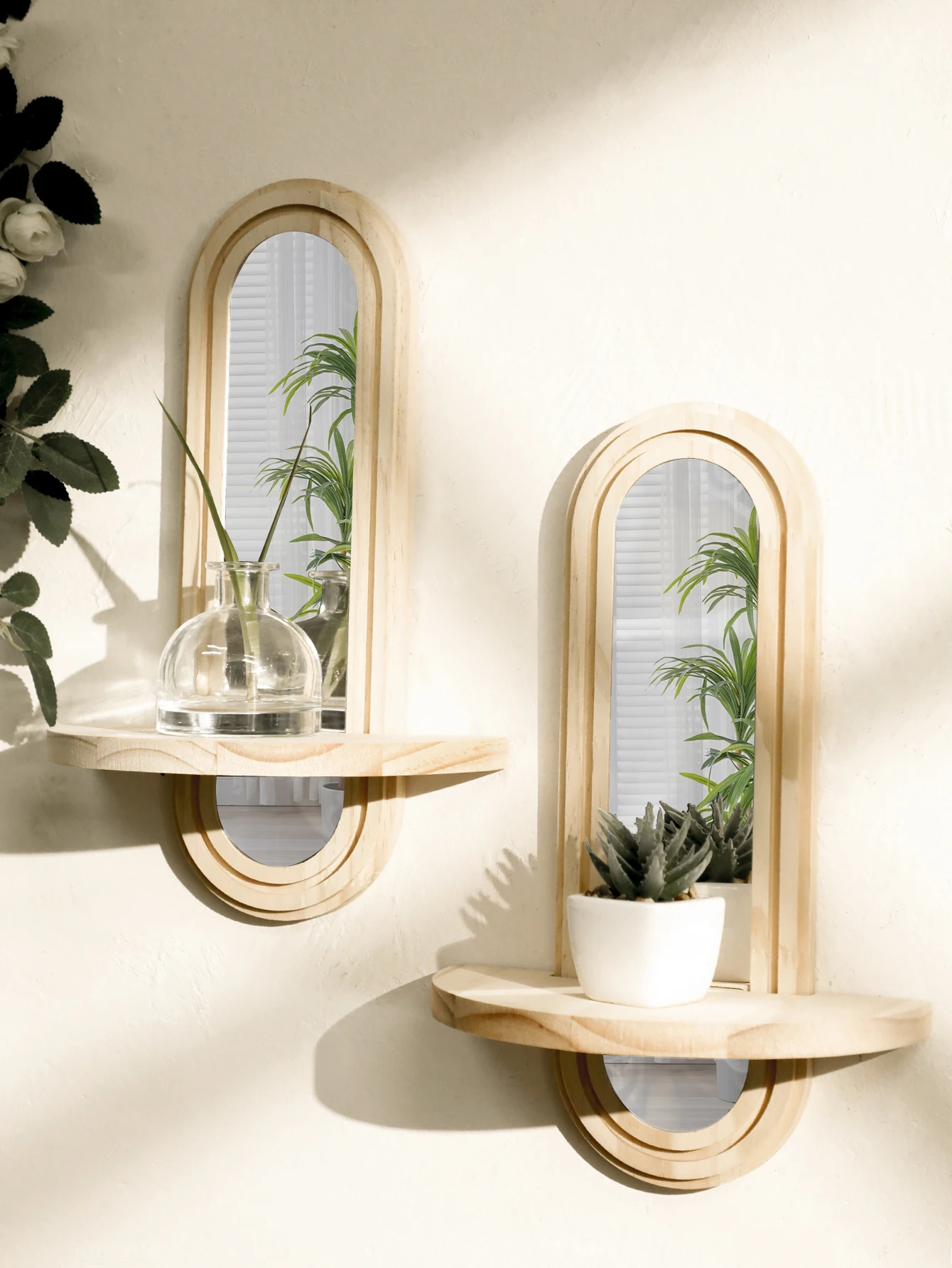 Arched Wood Wall Mirror 4