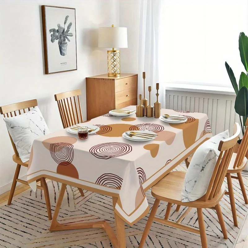 1pc minimalist style tablecloth, rectangular multi-color printed tablecloth, durable polyesterzyc