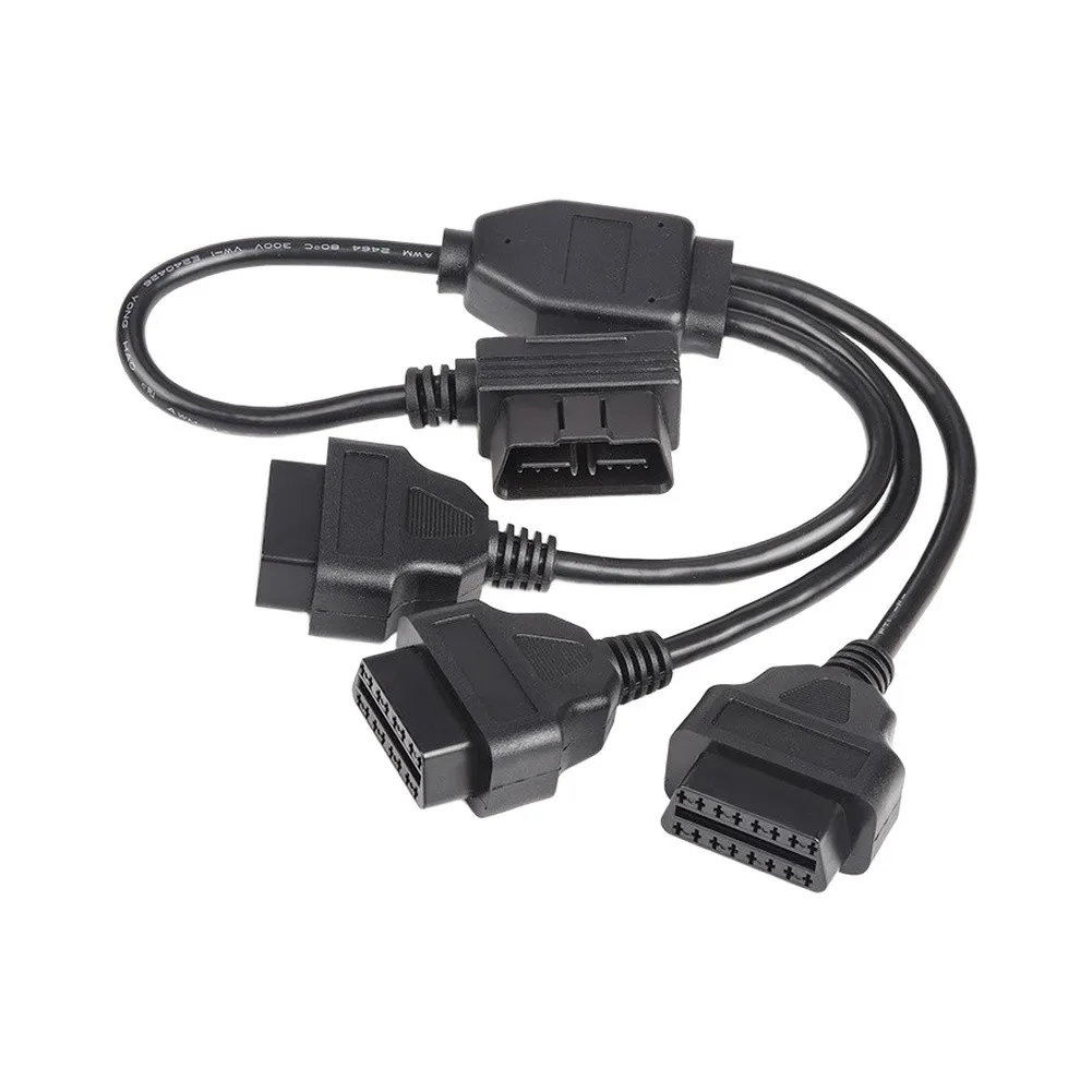 For OBD II Extension Cord with Functional L-Plug Design and 1-to-3 Splitter for Expanded For OBD2 Device Support