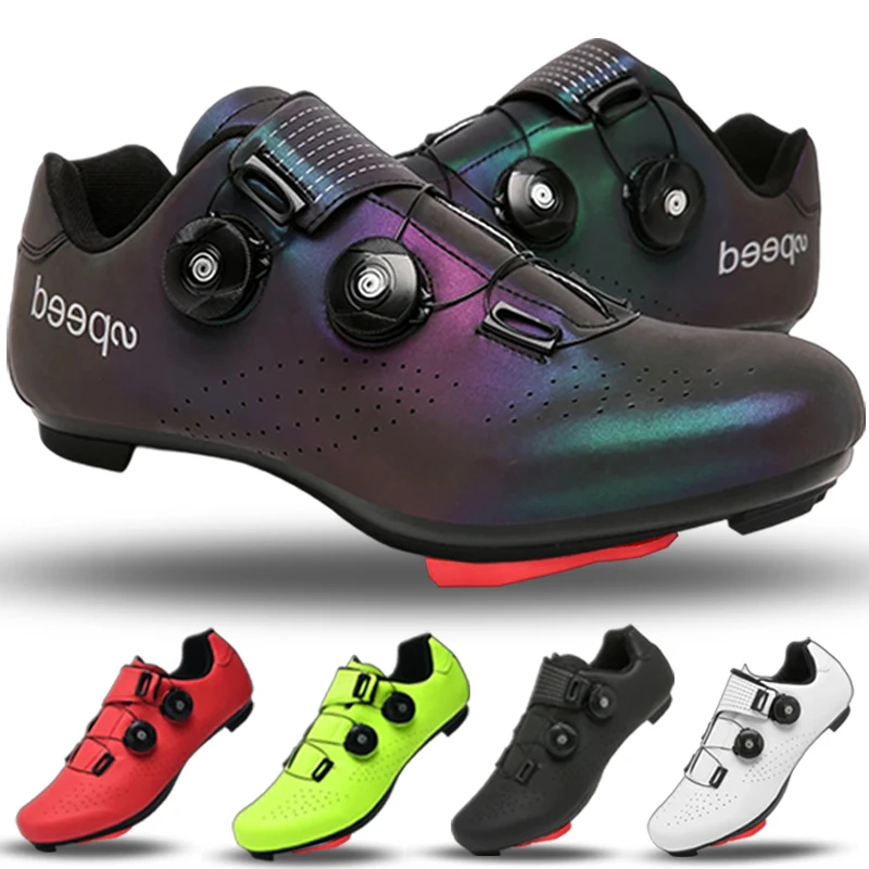 

2024 Spring Hot Sales，Colorful Night Light Road Cycling Shoes，Red, Green, Black, And White Are The Four Colors，SPD Road Pedals
