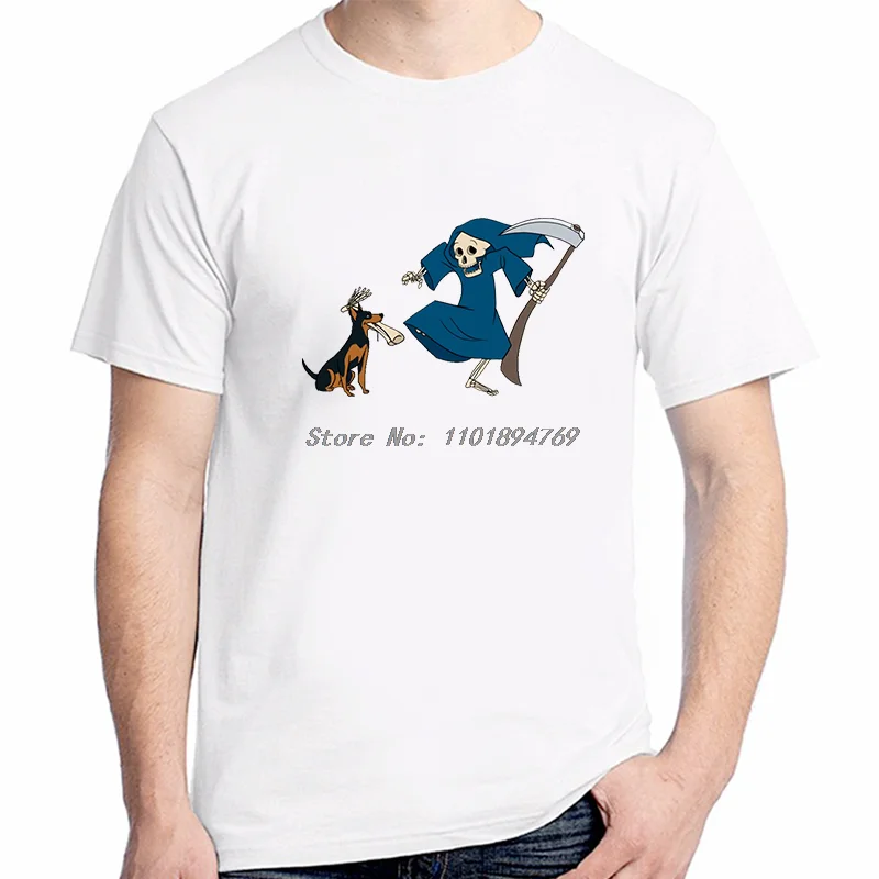 Jack Russell Terrier Grim Reaper Top Quality Dog Halloween Cotton T-Shirt Custom Cool T-Shirt Summer Men's Short Sleeve T-Shirt