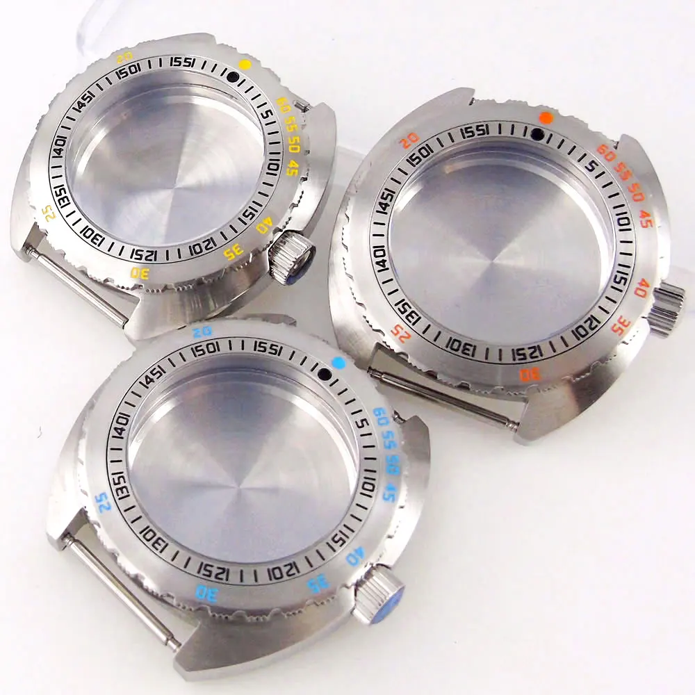 Silver 42mm Steel Diver Watch Case for NH34 NH35 NH36 NH37 NH38 NH39 NH70 NH72 Movement 200m Waterproof Wristwatch Parts