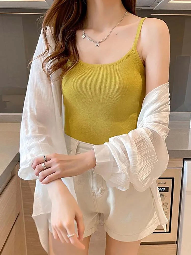 White Ice Silk Sunscreen Shirt Women Summer Loose Sun Protection Cardigan Thin Coat Lady Korean Fashion Long Sleeve Blouses Tops