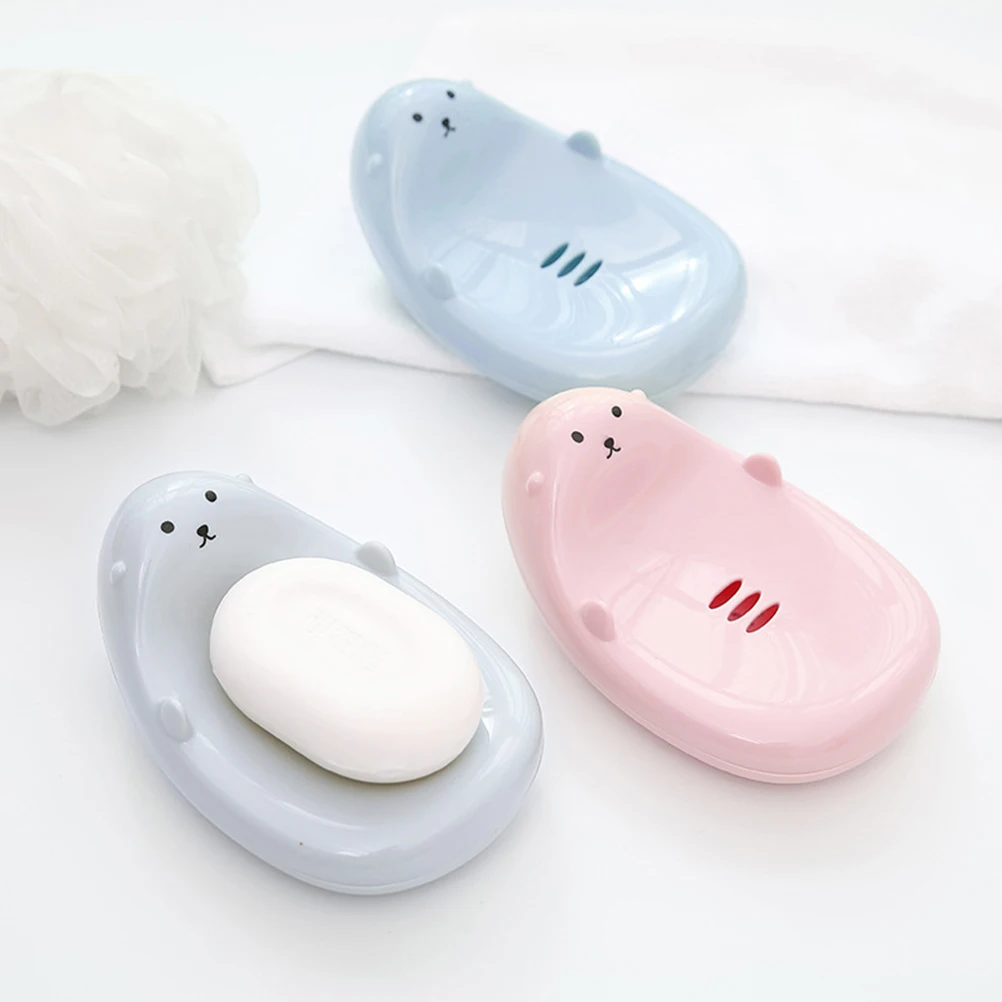 

3pcs Cartoon Soap Box Large Size Waterproof Storage Container For Bathroom Kitchen Home Hotel Use (Color)