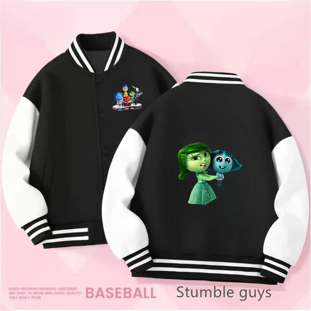 

Kids Inside Out 2 Baseball Uniform Girls Clothes Boys Sweatshirt Hooded Kawaii Stitch Sonic Pokemoned Long Sleeve Jacket Hoodie