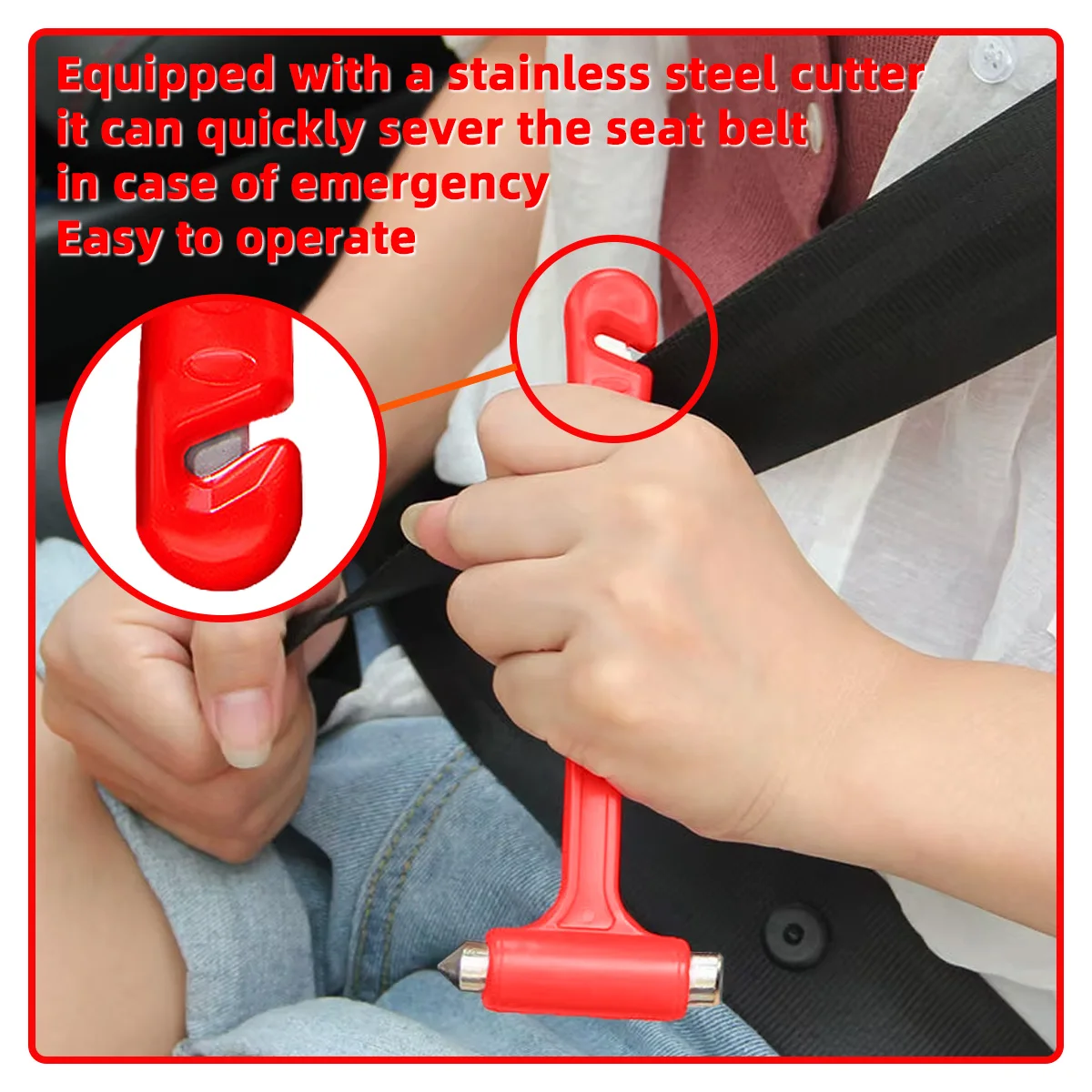 PINMOAP Car Safety Hammer Escape Hammer Car Window Breaking Artifact 3-In-1 Convenient Multi-Functional Fire Rescue Hammer view 3