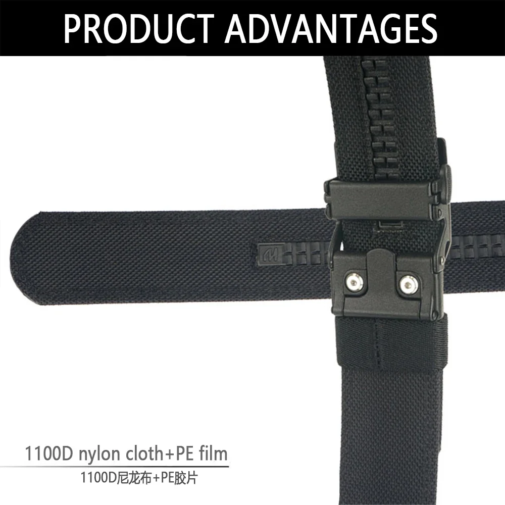 TUSHI Brand Double Layered Thickened Tactical Belt Men's Enthusiasts Outdoor Nylon 3.8 Upgraded Automatic Buckle Gun