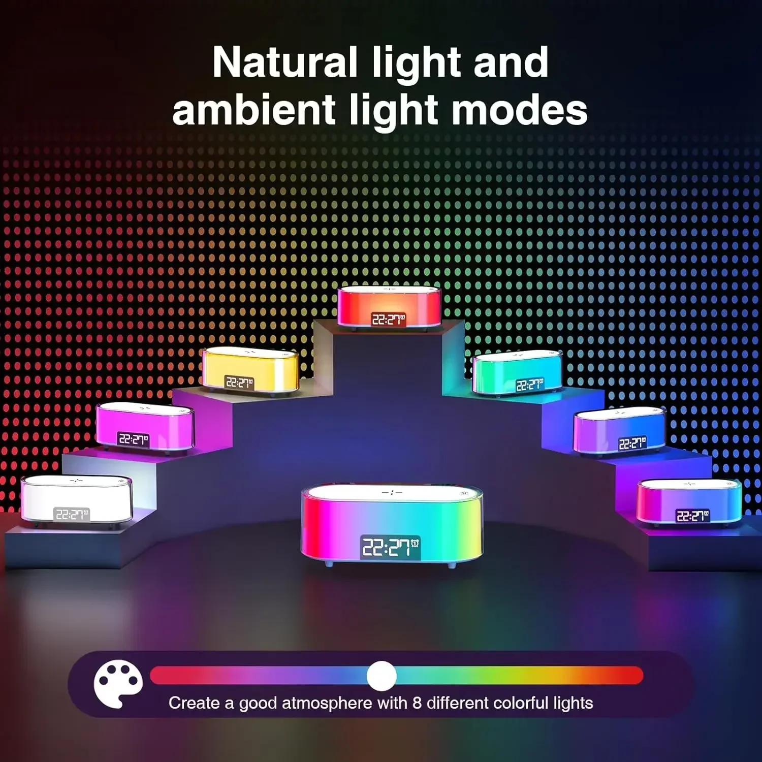 COLSUR S01T 15W Wireless Charging Phone Holder Suitable for IPhone Xiaomi Huawei LED Sunrise Alarm Clock Natural Sound Sleep Aid