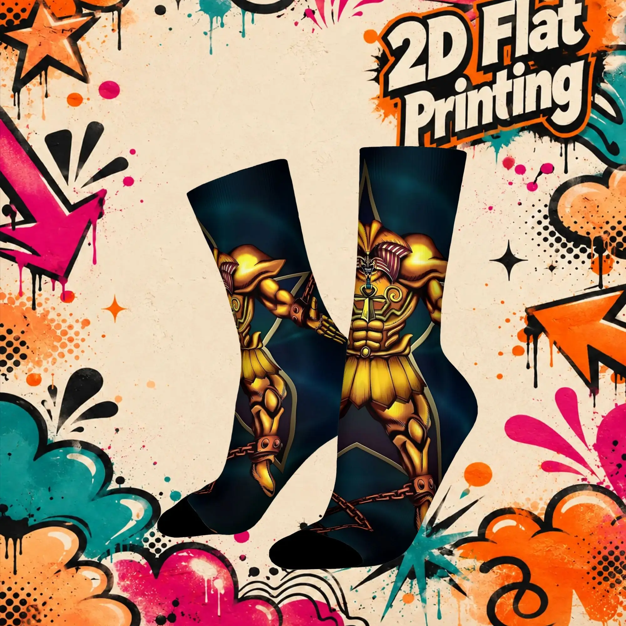 Fashion YU GI OH Card Meme Retro  Street Style Novelty Seamless Crew Crazy Sock Sports Socks