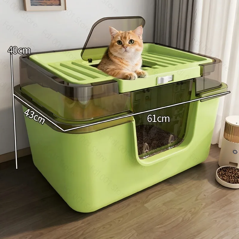 Jumbo Enclosed Cat Litter Box Top Entry Design Extra Large Anti Splash Maine Coon Toilet