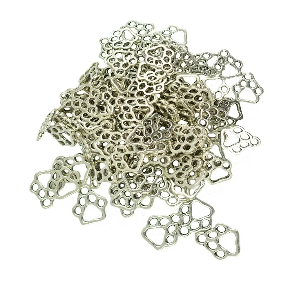 الجملة 100pcs الفضة التبتية لطيف تخريمية جرو باو طباعة سحر الحرفية