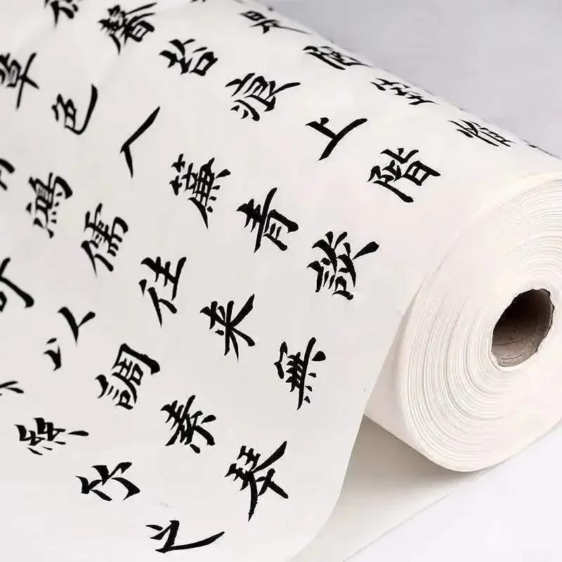 Long Roll Chinese Mica Ripe Rice Paper Meticulous Painting Half-ripe Xuan Raw Paper Chinese Calligraphy Rice Papel Arroz