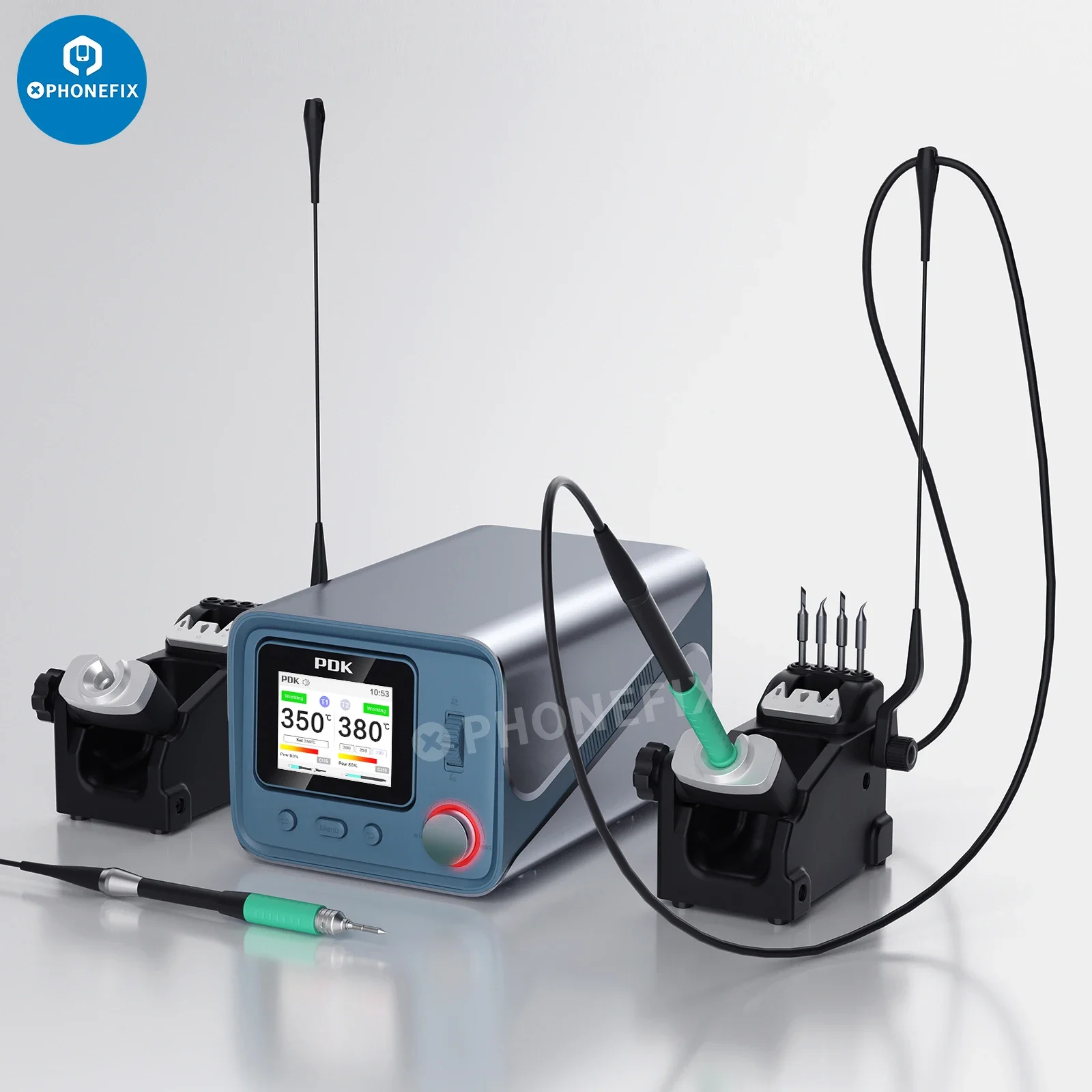 I2C PDK1200 300W Dual Soldering Station Support Solder Iron Tip 210/245/115 Handle Control Temperature Welding Rework Platform