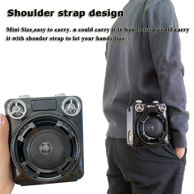 Mini Portable FM AM SW Radio Strong Signal Radio Music Player Rechargeable Receiver Bluetooth Speaker with Flashlight TF USB MP3