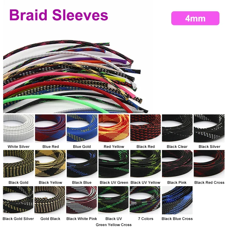 

1~50M PET Expandable Cable Sleeve 4mm Tight Braided High Density Hardness Insulate Line Protect Sleeving Wire Wrap Gland Sheath