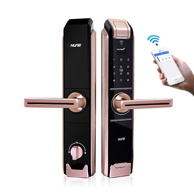 

2023 Titanium Alloy Card Password Fingerprint Lock Application Wifi Remote Control Smart Phone Digital Electronic Door Lock