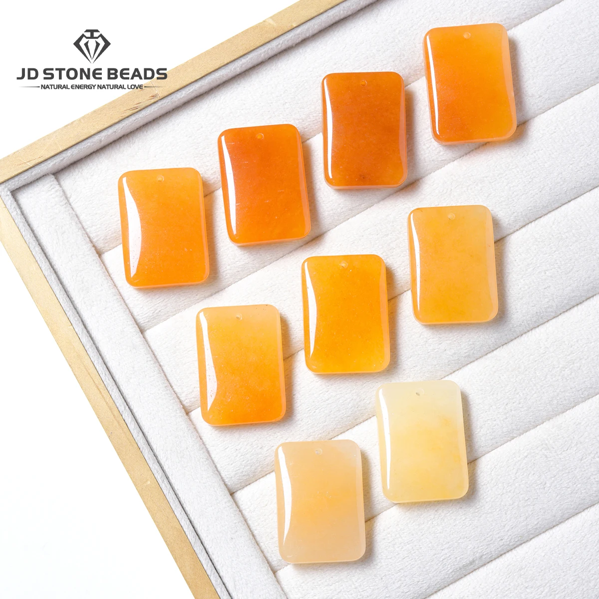 Natural Yellow Dragon Jade Rectangular Lucky Amulet Beads Icy Translucent Charm Spacer for DIY Necklace Bracelet Jewelry Making