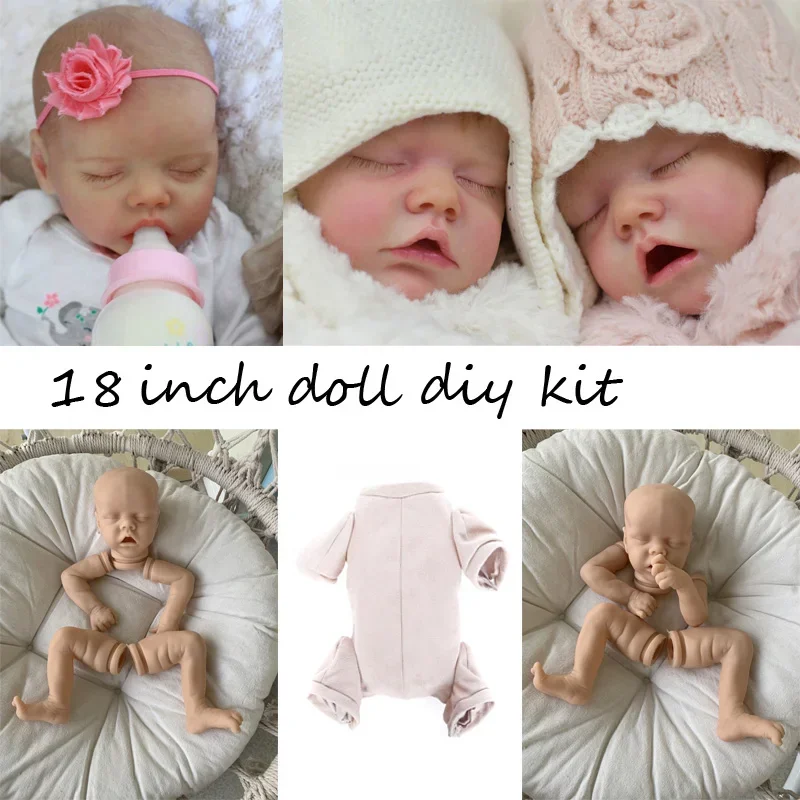 18 นิ้ว Reborn ตุ๊กตาชุดทารกแรกเกิด Sleeping Baby Touch ไวนิลตุ๊กตาเปล่าชุดอะไหล่ Hand Made DIY ของเล่น Bebe Reborn