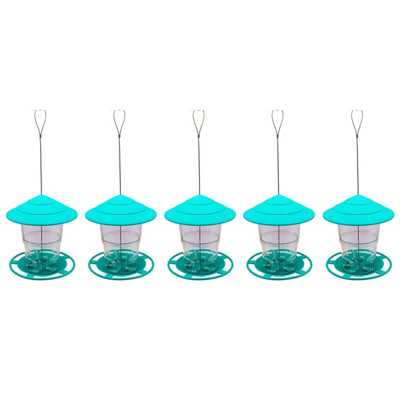 

ABNO-5X Wild Bird Feeder, Outside Squirrel Proof Bird Feeder, Hanging Wild Bird Feeder With Round Shaped Roof Green