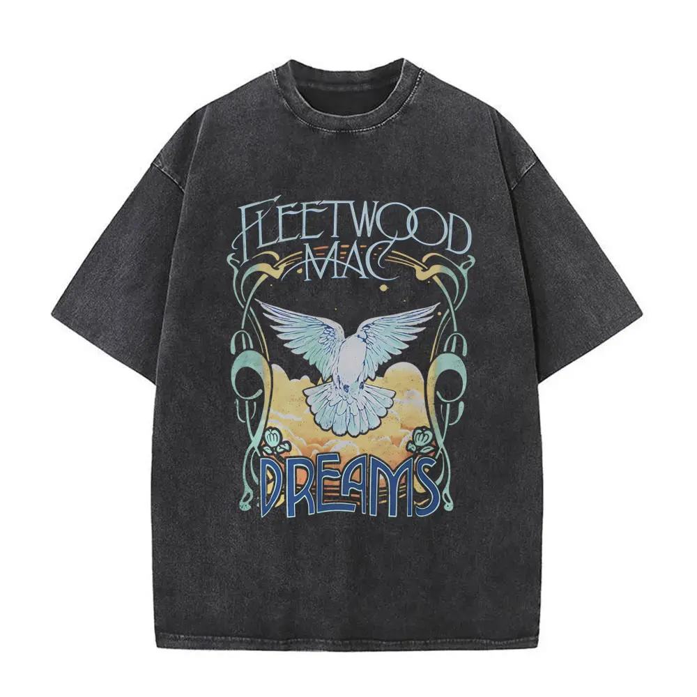 Gewaschenes Vintage Rock Band Fleetwood Mac Rumours Dreams Grafik-T-Shirt Stevie Nicks T-Shirts für Männer und Frauen Lässige Oversize-T-Shirts