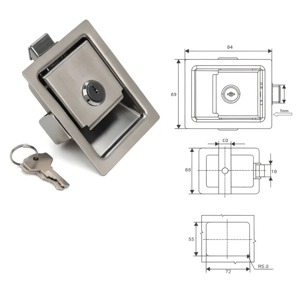 MS866 Stainless Steel Cabinet Door Lock For Industrial Vehicle Trailer Toolbox Flush Mount Hardware Compression Latch