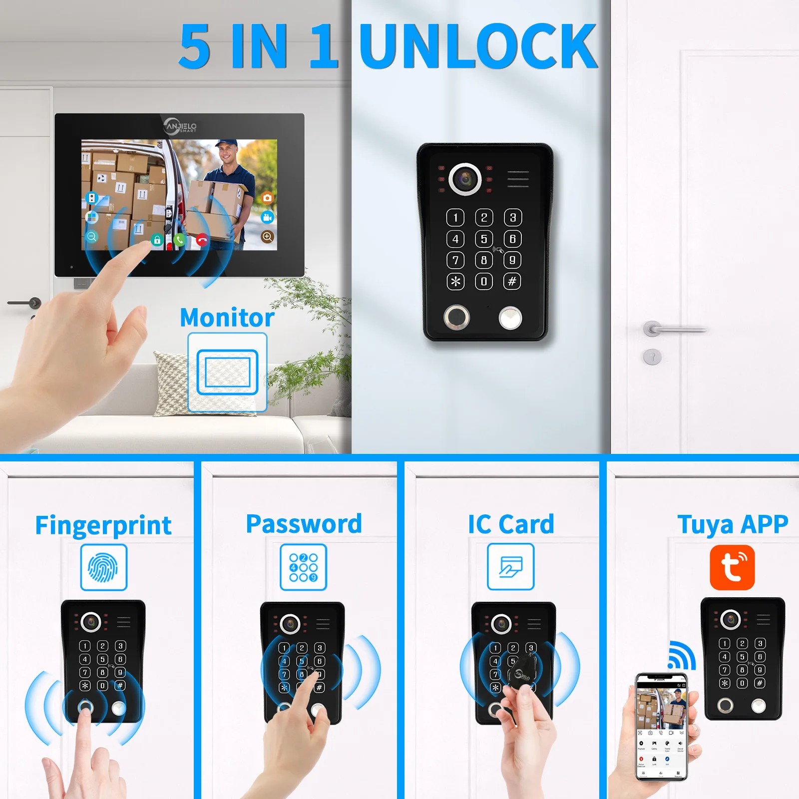 Smart Building Wireless Video Doorbell 1080P Waterproof Camera A Variety of Unlocking Methods