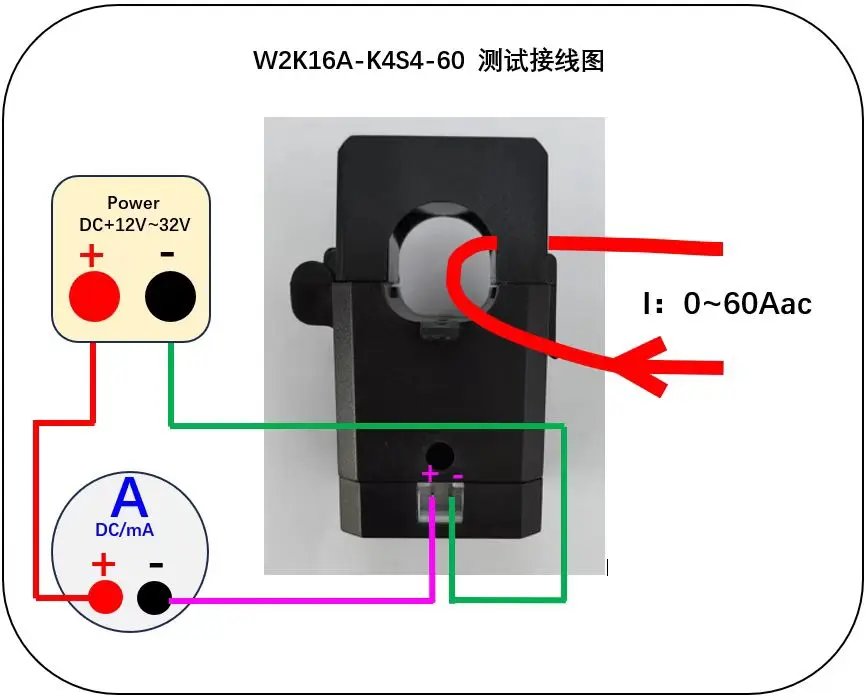 W2K16A Clamp Current Transmitter AC 5A 10A 20A 30A 50A 100A/DC 4-20mA XH2.54-2P Factory Split Core Current Sensor