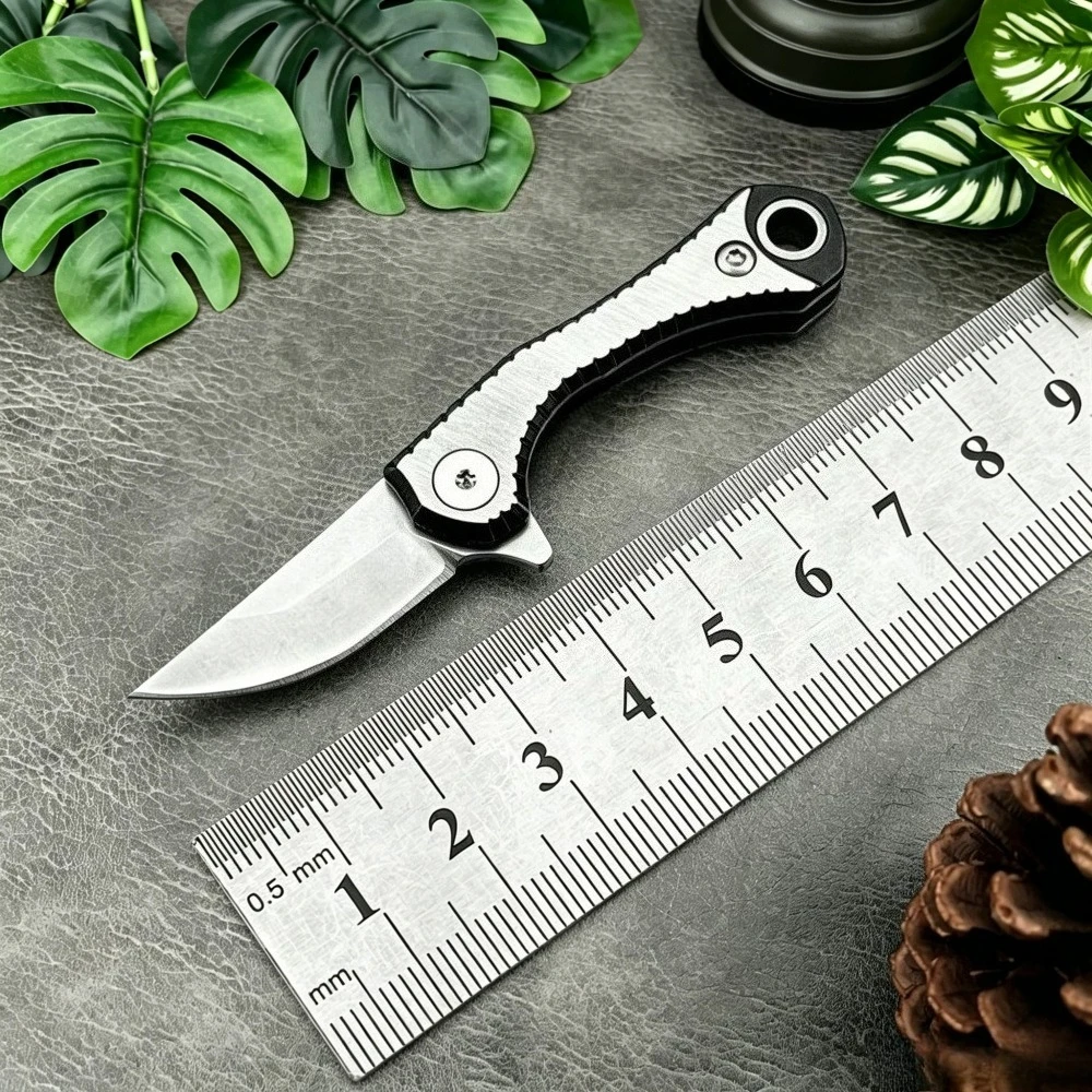 Mini Folding Knife with 5Cr13Mov Blade Aluminum Handle Portable Outdoor Pocket Knife Everyday Keychain Knife Multi-Purpose Tool