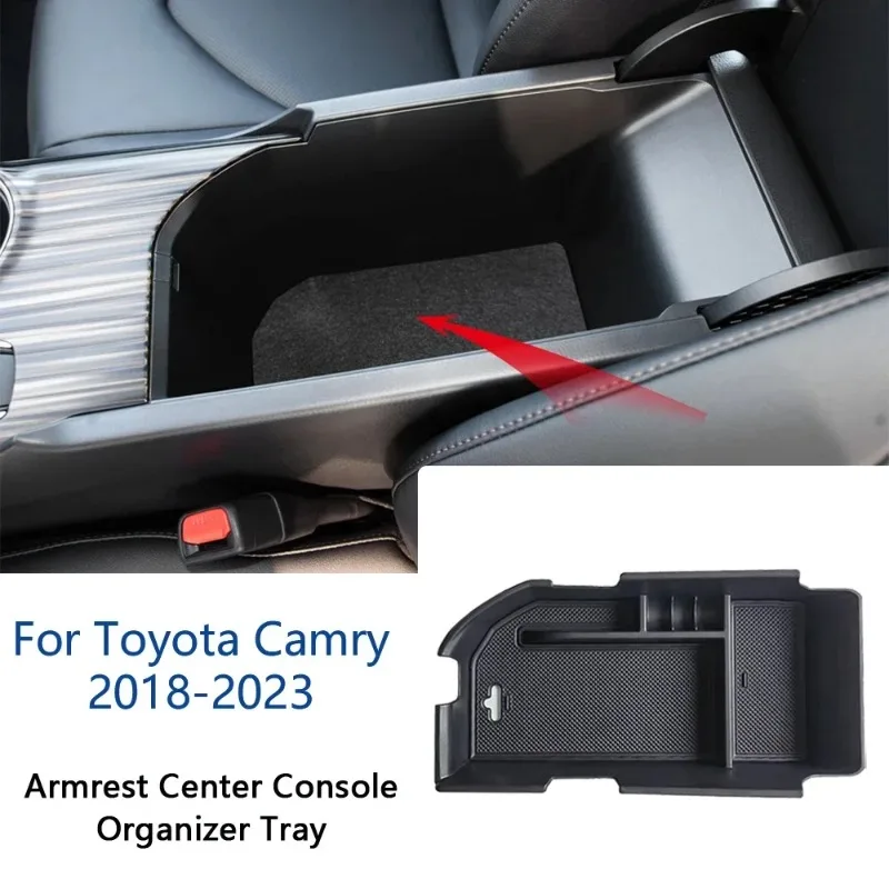 New Armrest Center Console Organizer Tray Storage Box For Toyota Camry XV70 2018 2019 2020 2021 2022 Car Interior Accessories