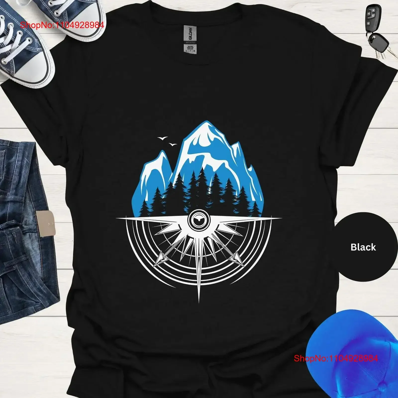 

Compass T Shirt Mountain Camping Hiking shirts for women oversized tees plus size Men vintage Washed Breathable Stylish Casual