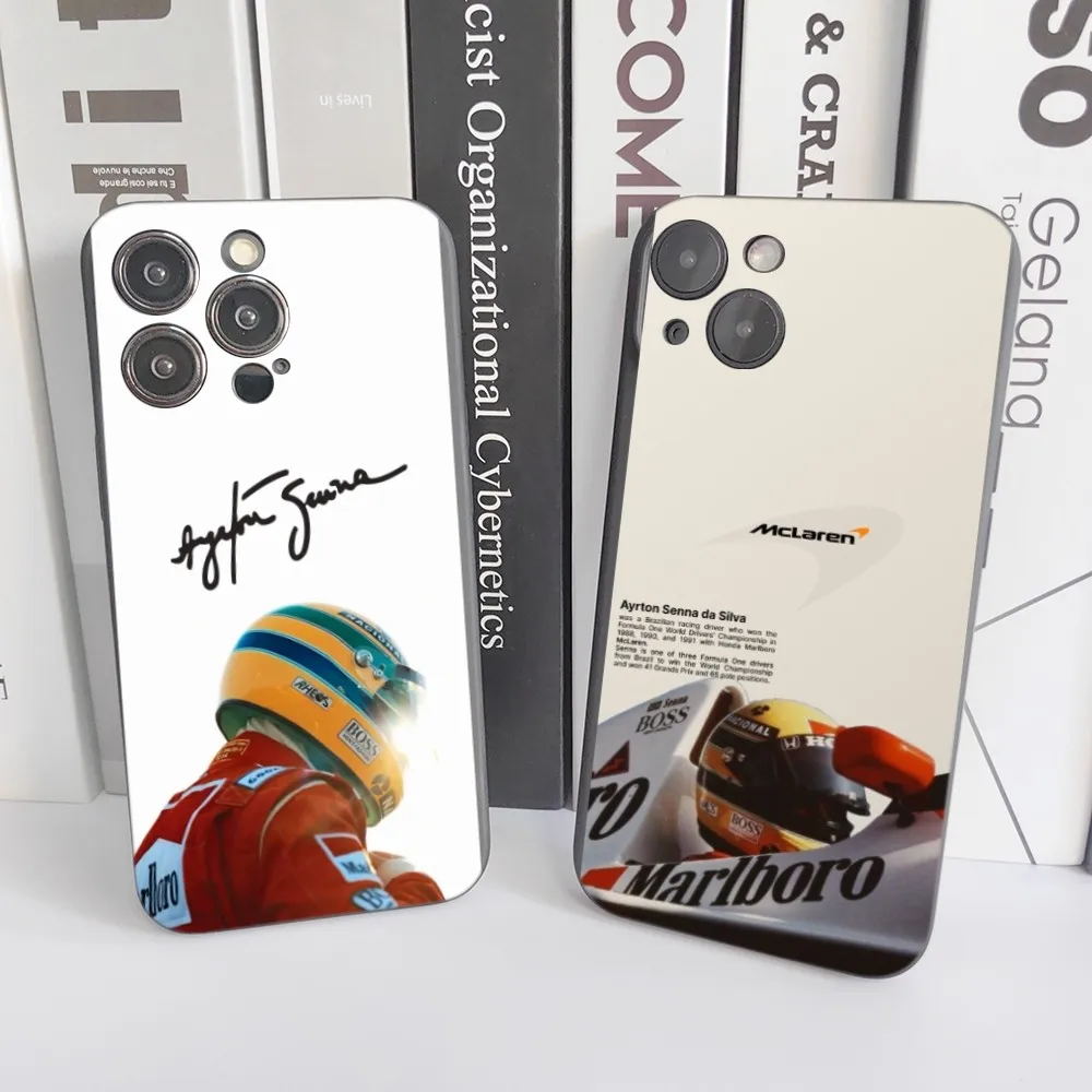 1PC A-Ayrton S-Senna F1 Racing Phone Case Silicone Soft For iPhone 16 15 14 13 12 11 X XR Plus Pro Max Plus