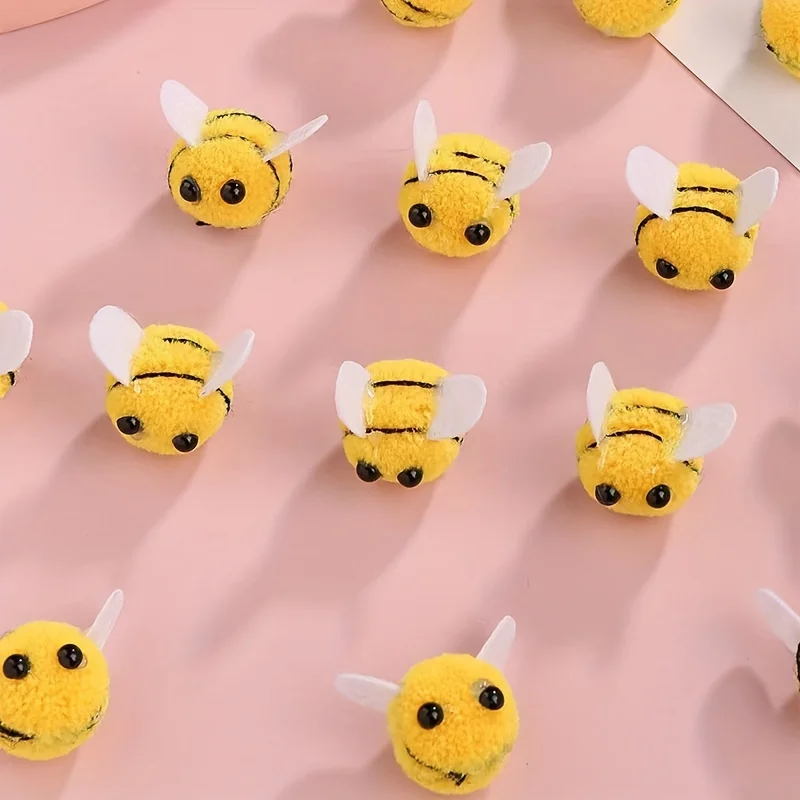 10 Stück Mini-Bienen-Pom-Dekorationen, Bastelarbeiten, Partygeschenke, Blumenarrangements, DIY-Projekte, Heimdekorationszubehör – Detail 3