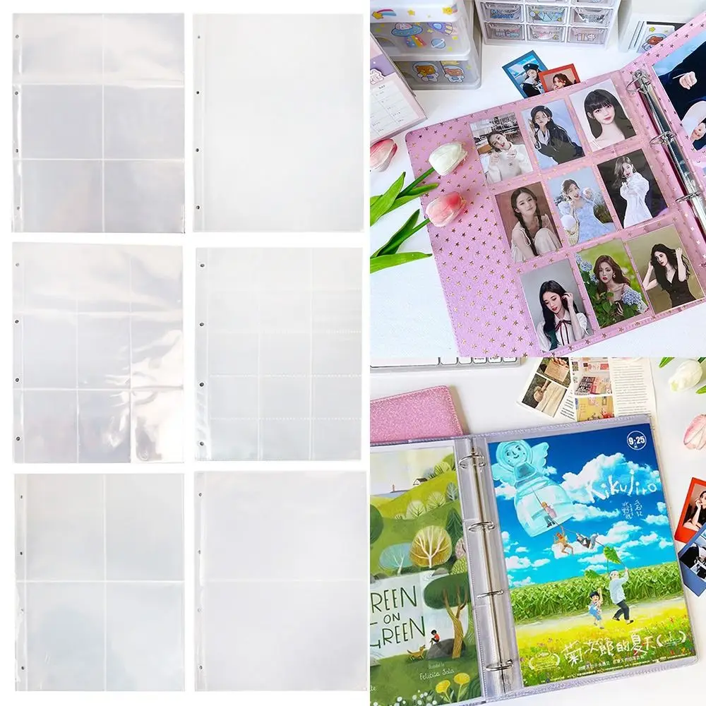 Stationery Multiple Pockets A4 Kpop Photocard Binder Transparent PP Photo Album Refill Pages DIY 4 Hole 4 Ring Photocard Holder